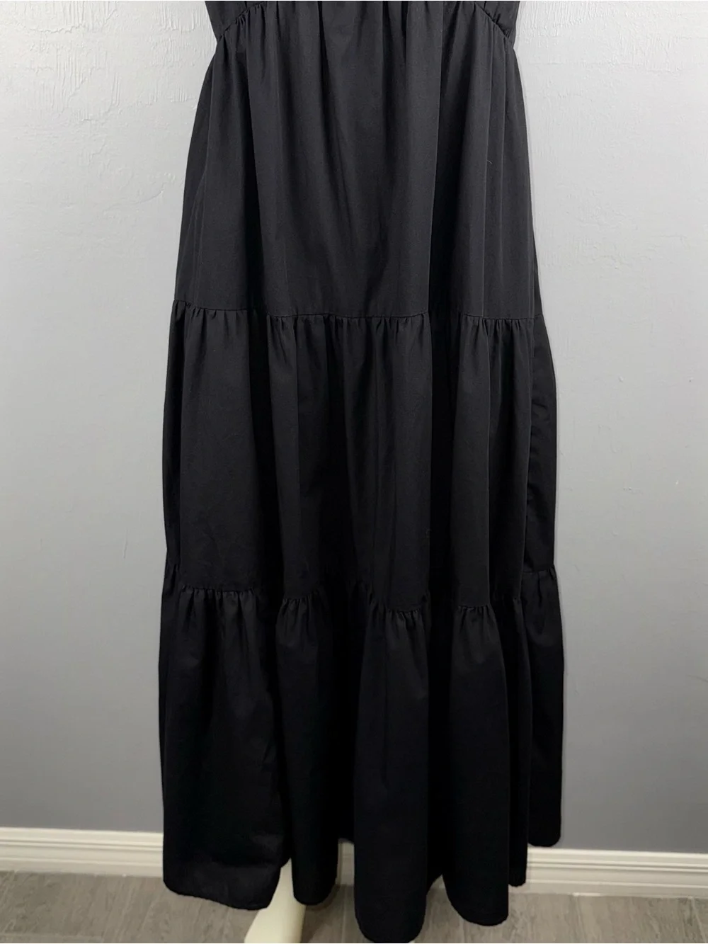 Abercrombie & Finch Tiered Ruffle Sleeve Poplin Maxi Dress M Black Whimsigoth
